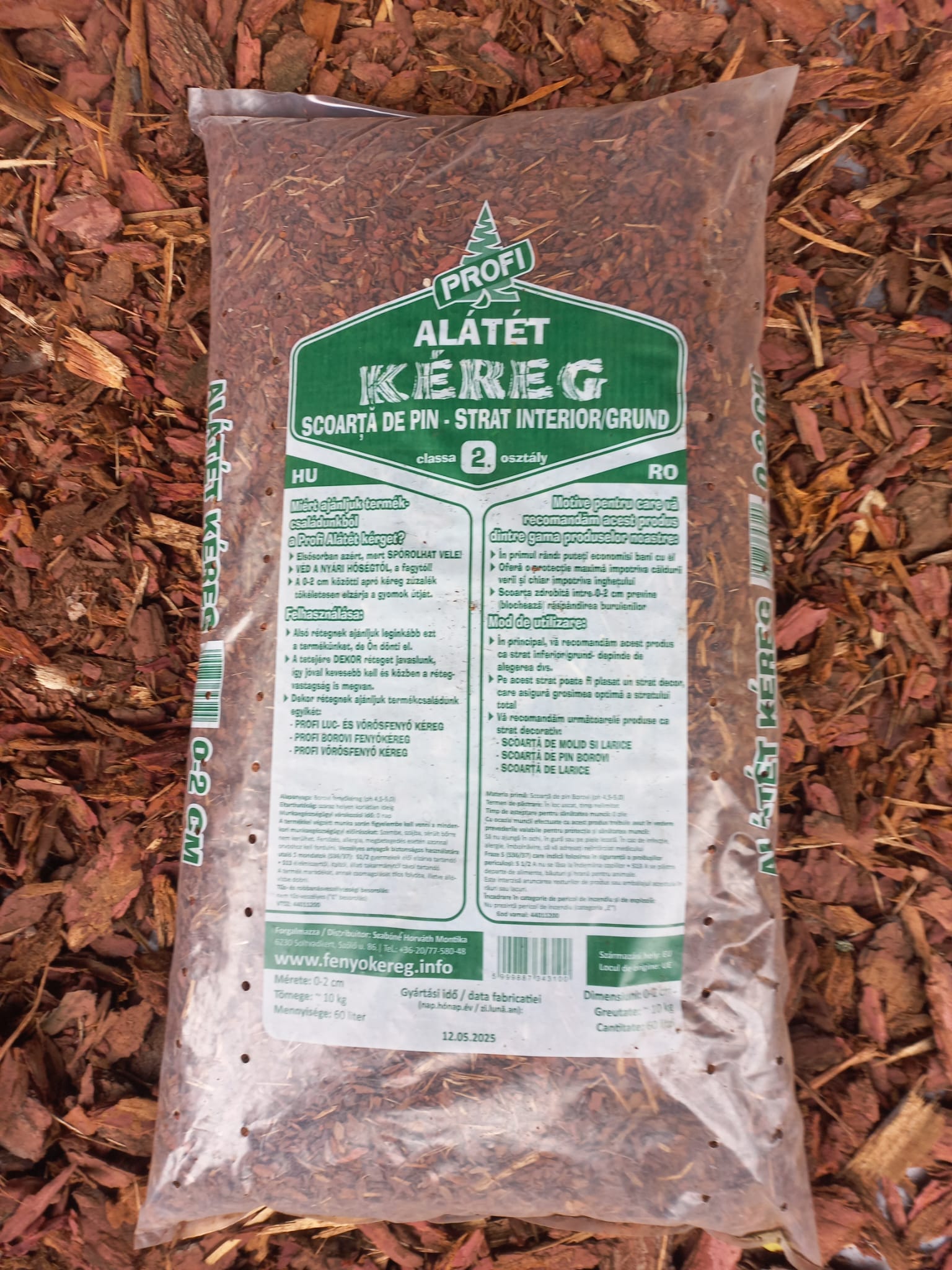 Alátét kéreg, borovifenyő- és vörösfenyőkéreg 0-2 cm-ig